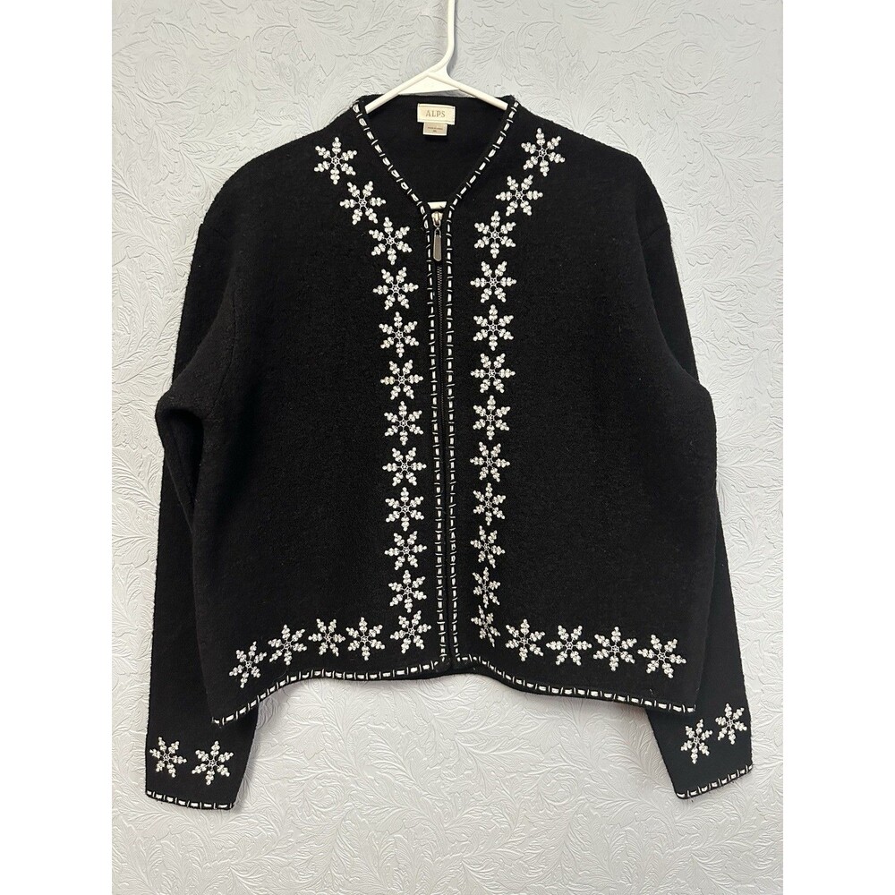 Alps Size XL Snowflake Full Zip Cardigan K12